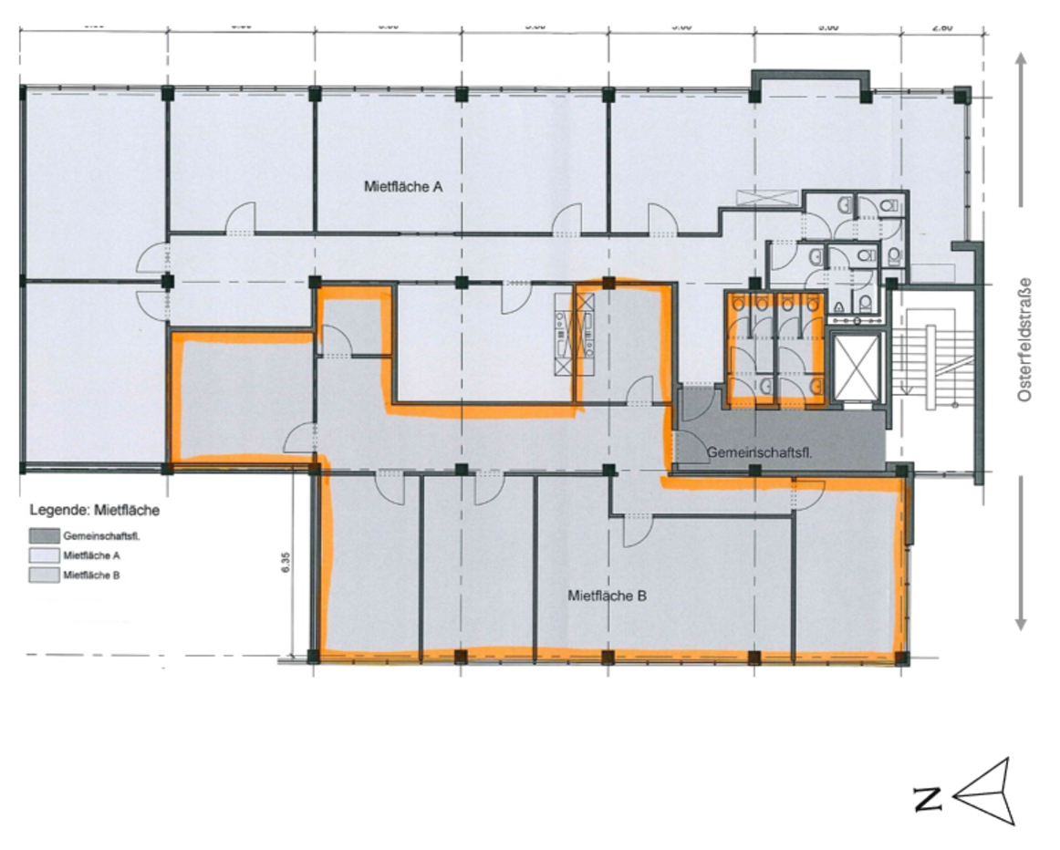 GR_2.OG, ca. 480 m² aufgeteilt in MF A & MF B 